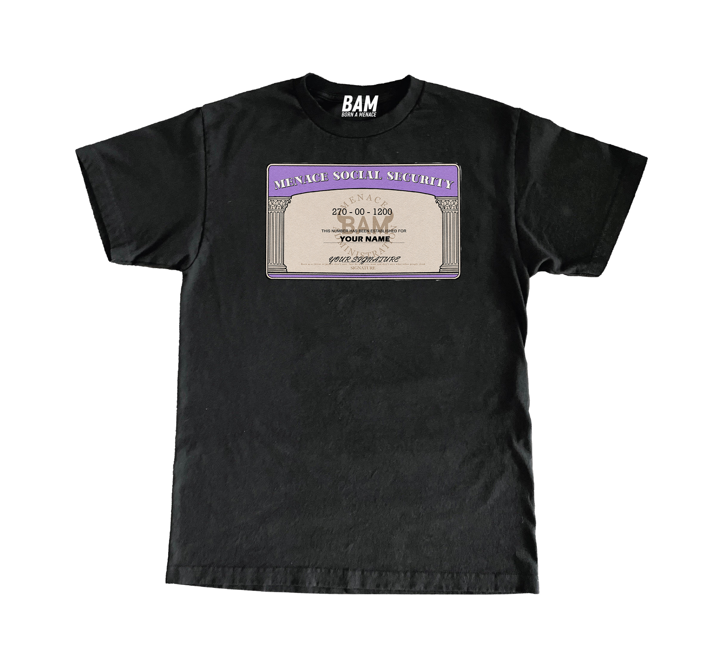 Customizeable BAM Black Social Security Tee