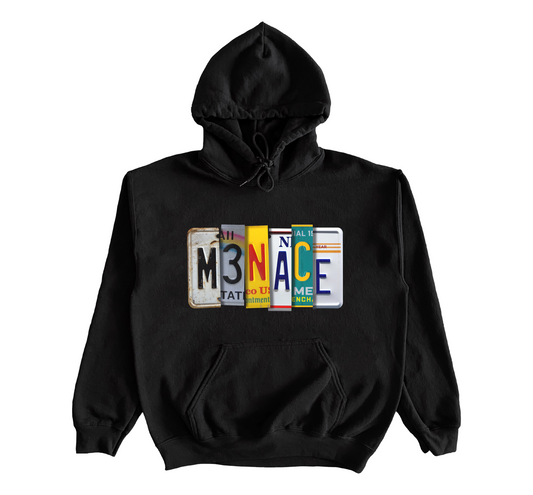 Menace License Plate Black Hoodie