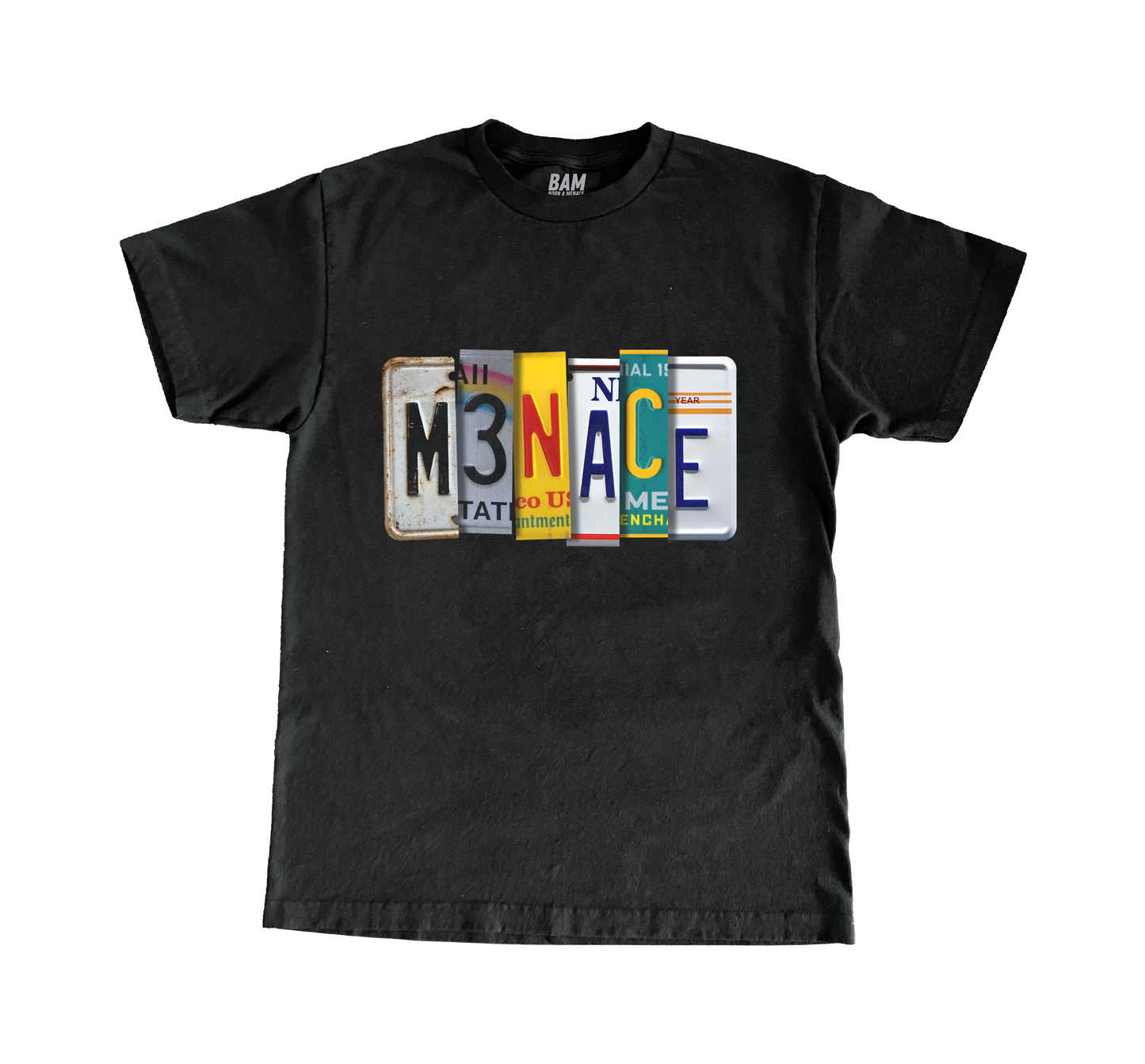Menace License Plate Black Tee
