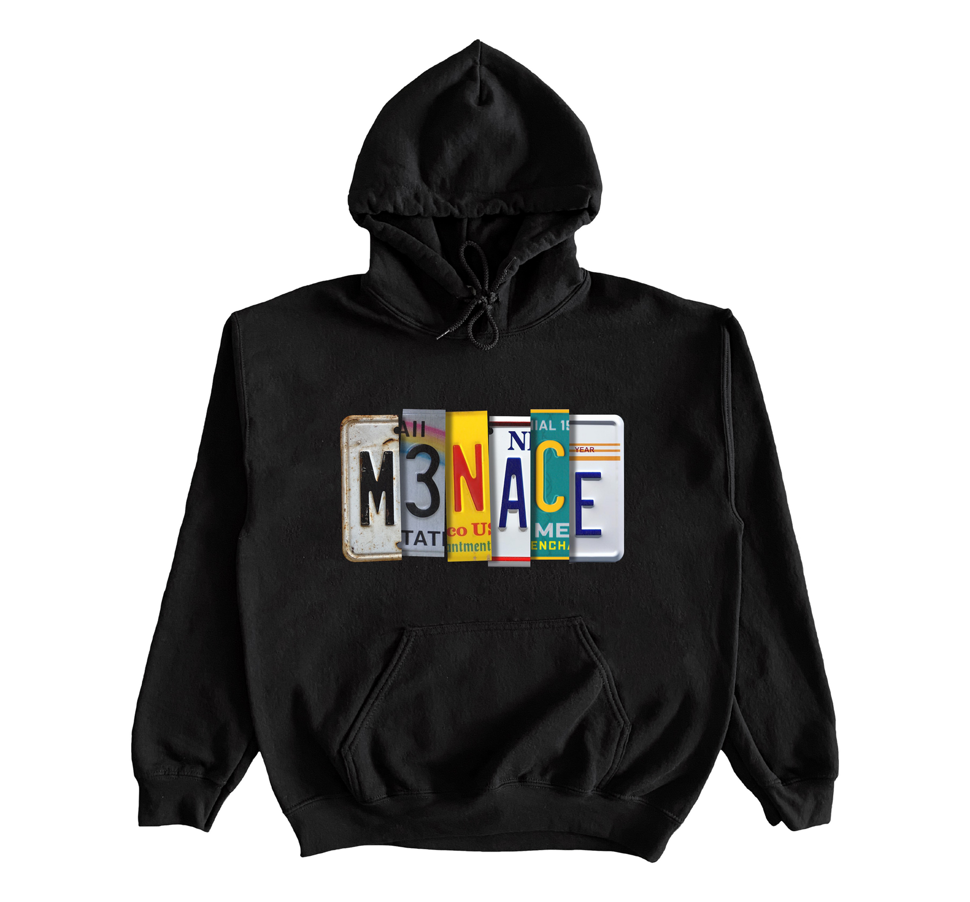 Menace License Plate Black Hoodie – kaneljoseph